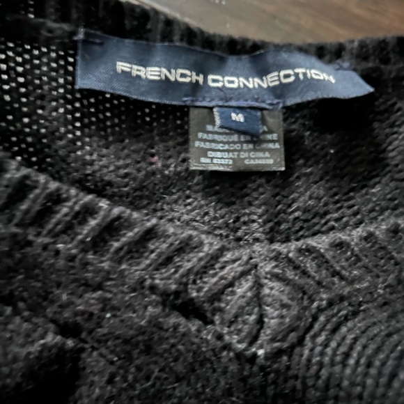 FRENCH CONNECTION black knit sweater with pleated back, lace detail - Picture 10 of 13